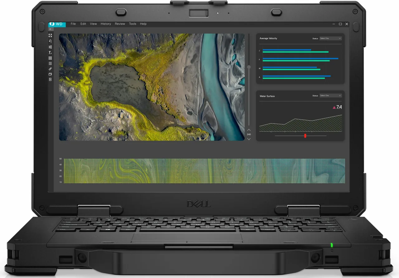Laptop Dell Latitude 5430 Rugged deschis, cu ecran tactil de 14 inch și carcasă ranforsată