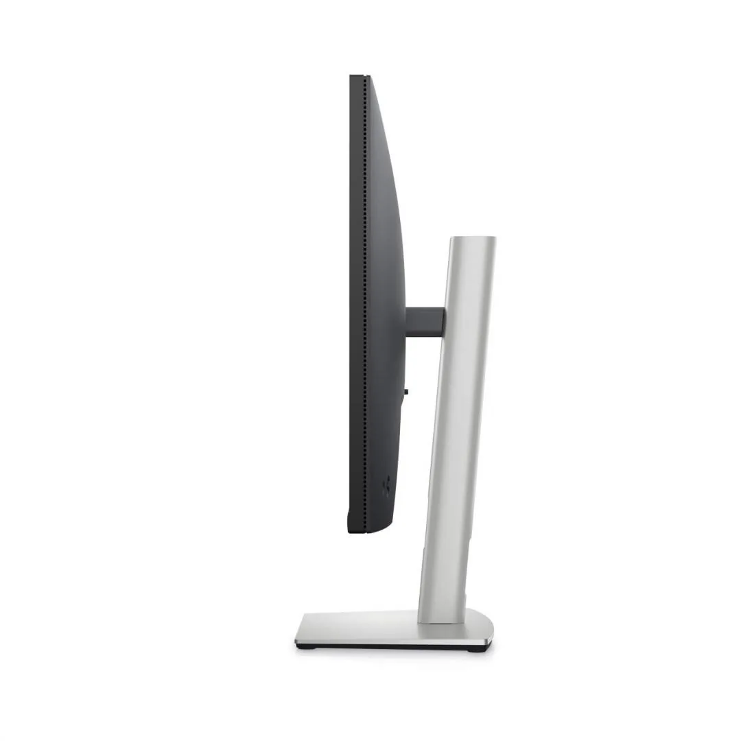 Monitor Dell P2723DE văzut din profil, cu piciorul subțire și baza plată